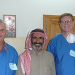 Dr. Pruitt on mission in Jordon providing dental care .